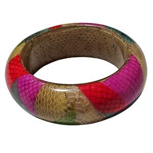 Retro Colorful Snake Print Resin Bangle Bracelet 80s 90s Fashion Jewelry Women